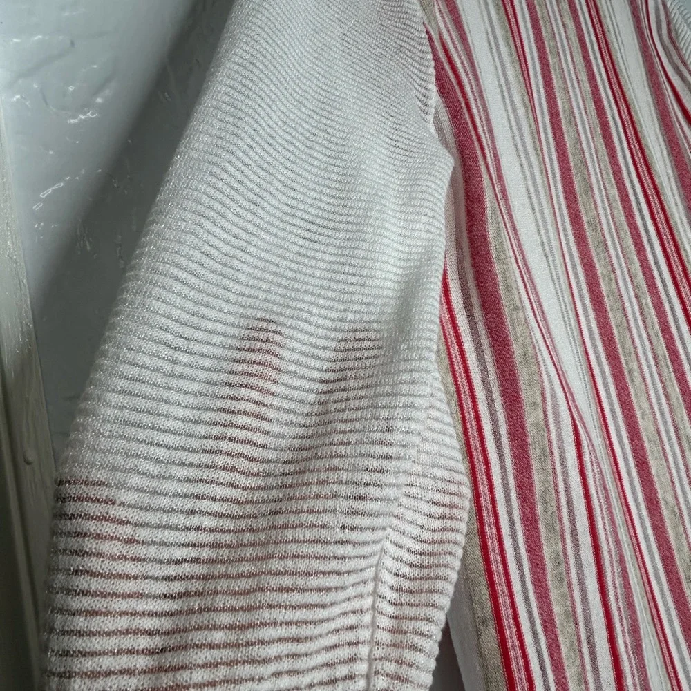 Christopher & Banks Pink and White Striped Cardigan Medium - Picture 9 of 10